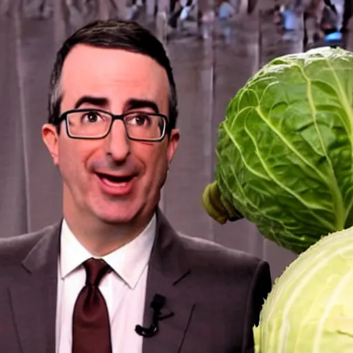 Prompt: john oliver marries a cabbage