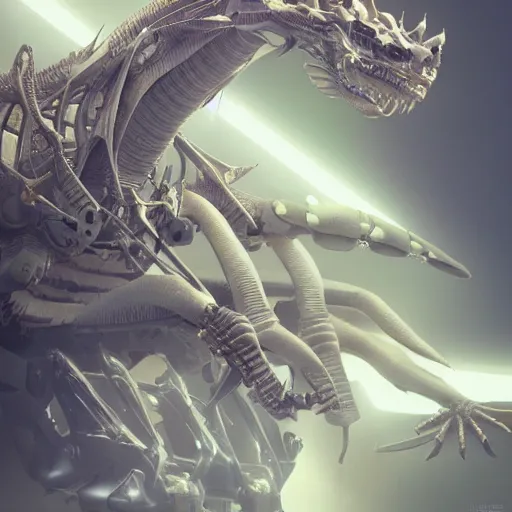 Prompt: xray photos of a mechanical bionic dragon, octane render, concept art, realistic, high details, art by hsiao - ron cheng and james jean highly detailed, intricate detail, unreal engine, octane render