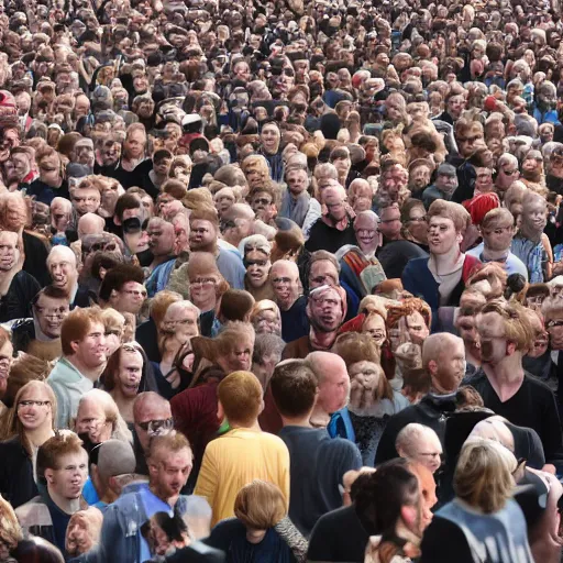 Image similar to a 7 foot tall, ginger, balding man walking among the crowd