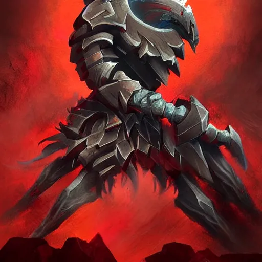 Image similar to ((((rock elemental spirit)))), red theme, bloody battlefield, weapons and armors, Dota 2 hero, hearthstone art style, epic fantasy style art, fantasy epic digital art, epic fantasy card game art
