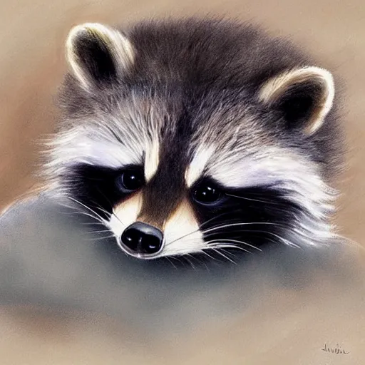 Image similar to cute fluffy baby raccoon detailed painting 4 k