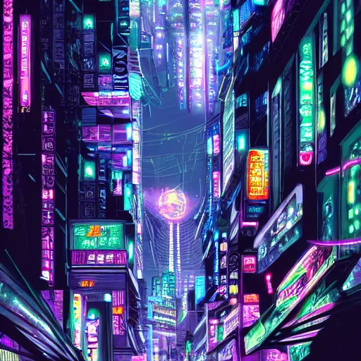 Image similar to Neon lights glisten off the streets, the moonlight swallowed by breathing electricity, we dream of Neo-Tokyo tonight, highly detailed, trending on Artstation