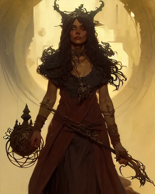 Image similar to woman witch, fantasy character portrait, ultra realistic, concept art, intricate details, highly detailed by greg rutkowski, gaston bussiere, craig mullins, simon bisley, alphonso mucha