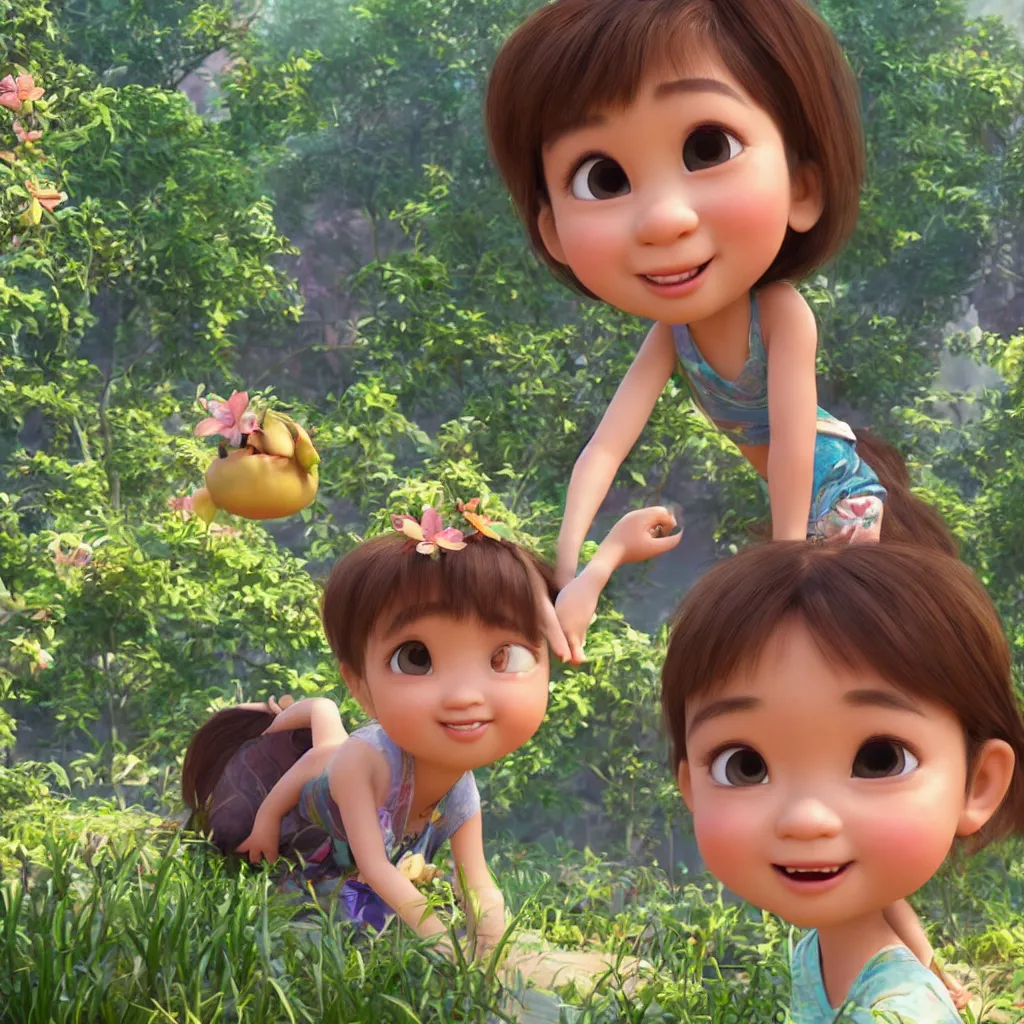 Prompt: A beautiful and cute little thai girl in Pixar artstyle, cgi