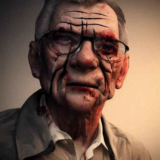 Prompt: Ion Iliescu as a zombie, artstation, dramatic lighting, octane render, 4k