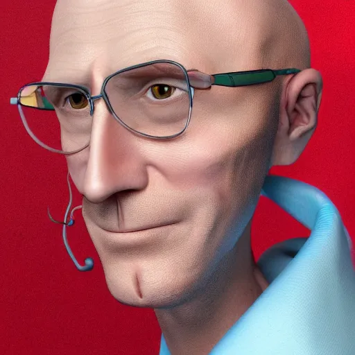 Image similar to A middle-aged Dr. Venture in real life with a hooked nose, a long gaunt face and skinny body and neck, very thin and bald, realistic, very realistic, hyperrealistic, highly detailed, very detailed, extremely detailed, detailed, digital art, oil painting, trending on artstation, headshot and bodyshot, detailed face, very detailed face, extremely detailed face, HD Quality, 8k resolution, very very detailed face, real life