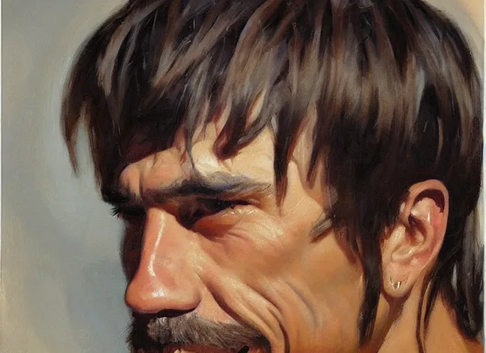 Image similar to a highly detailed beautiful portrait of anthony kiedis, by gregory manchess, james gurney, james jean