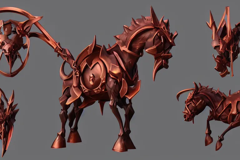 Image similar to 3d sculpt of an evil ironwork horse, artstaton, League of Legends, overwatch, digital illustration