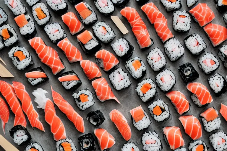 Image similar to town made of sushi, 8 5 mm f / 1 1