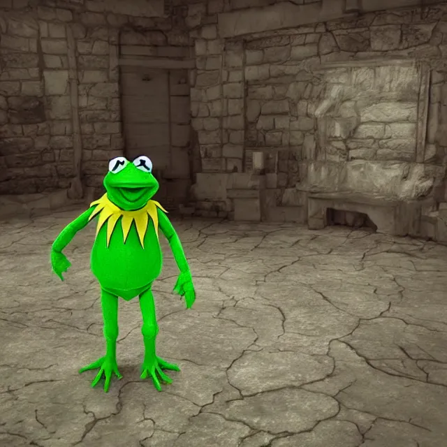 Image similar to kermit the frog in mortal kombat, videogame 3d render, 4k, artstation