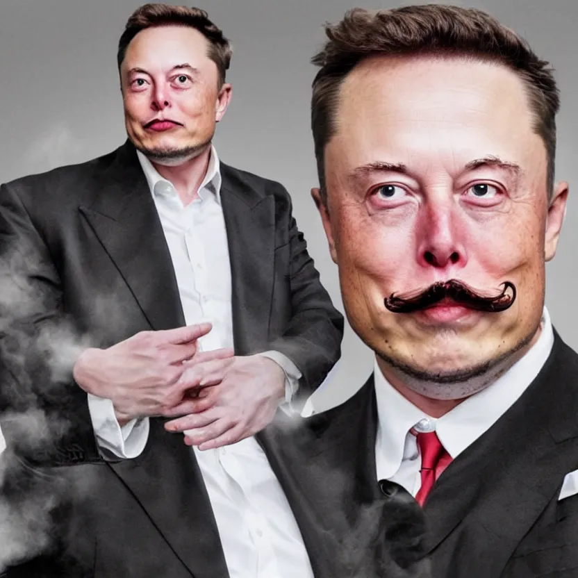 Prompt: elon musk with hitler mustache