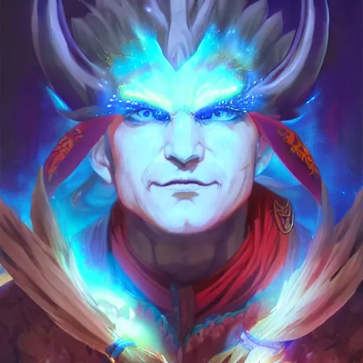 Image similar to anime portrait of a dragon as a shaman yedi using dark force to eliminate trump as an anime antagonist by Stanley Artgerm Lau, WLOP, Rossdraws, James Jean, Andrei Riabovitchev, Marc Simonetti, and Sakimichan, trending on artstation