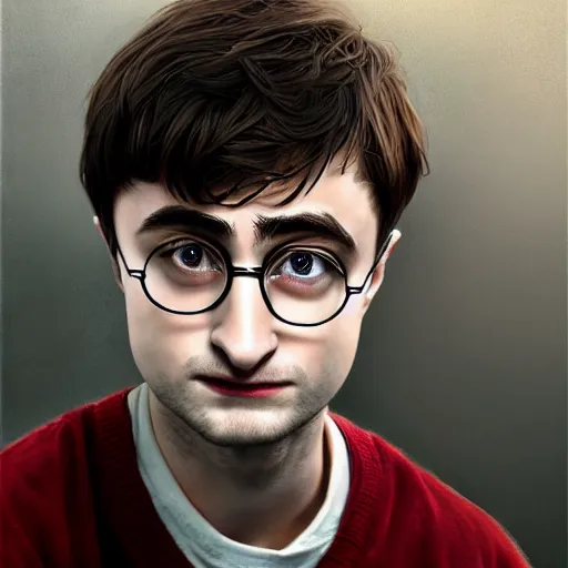 Prompt: mrpotatohead character mixed with daniel radcliffe, artgem, digital painting, color painting, hyperrealistic, concept art, oil painting, masterpiece, concept art, trending on deviantart, realistic and detailed face, highly detailed, high quality, 8 k, soft lighting, fancy colors, fantasy, cinematic, high coherence