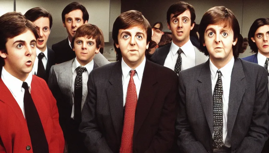 Image similar to the office, starring young paul mccartney, high quality