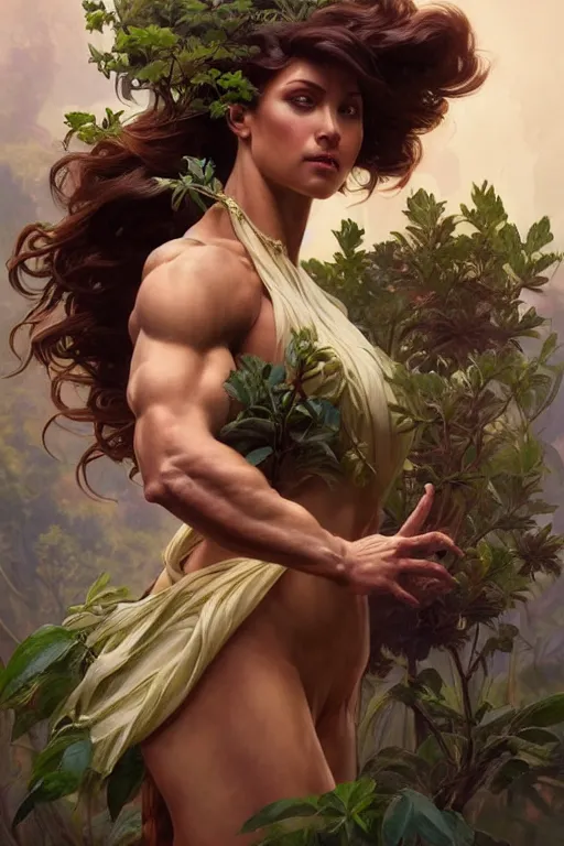 Image similar to goddess of nature, accurate anatomy, only two hands, highly detailed, digital painting, artstation, concept art, smooth, sharp focus, illustration, Unreal Engine 5, 8K, art by artgerm and greg rutkowski and alphonse mucha and Frank Frazetta, and pro fitness photograph