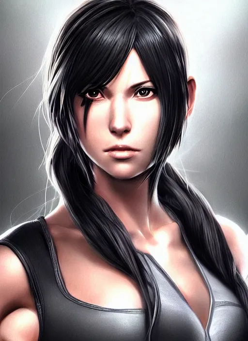 Image similar to beautiful portrait of a gorgeous personal trainer who looks like Tifa Lockhart , character design by Ross Tran, artgerm detailed, soft lighting