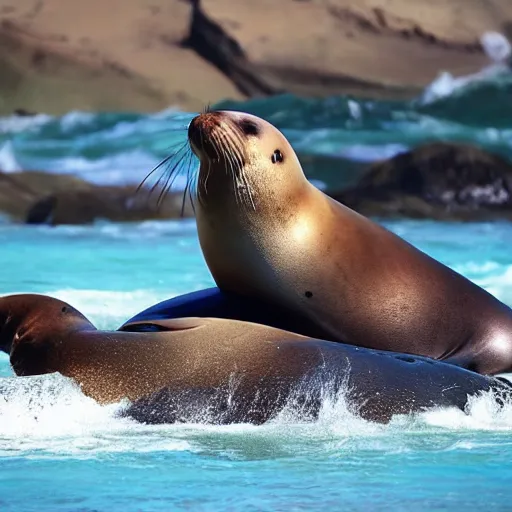 Prompt: “ Extremely obese sea lions”