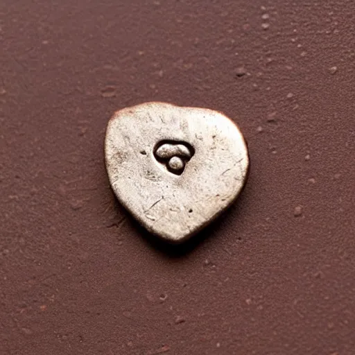 Image similar to ancient coin texture with heart shape and ladybug