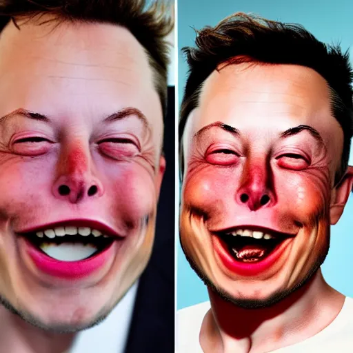 Prompt: extreme silly face championship elon musk stoned bloodshot squinty winning entry, face pulling world tournament 2 0 1 9. funny and grotesque face pulling competition. ridiculous caricature, competition highlights