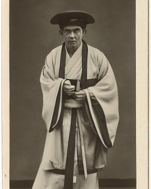 Prompt: andy griffith as japanese high priest, carte - de - visite