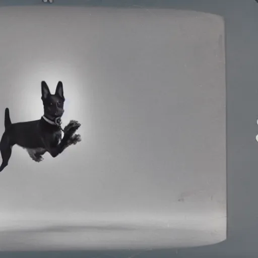 Image similar to a dog jumping up and down, film strip reel showing all frames