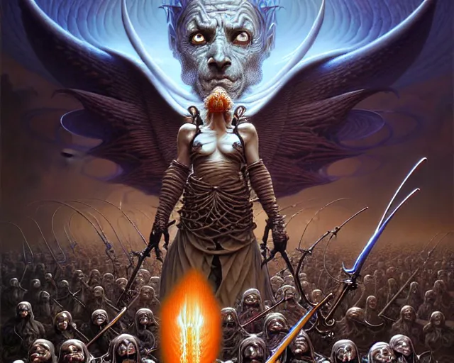 Image similar to the army of darkness and angels, fantasy character portrait made of fractals facing each other, ultra realistic, wide angle, intricate details, the fifth element artifacts, highly detailed by peter mohrbacher, hajime sorayama, wayne barlowe, boris vallejo, aaron horkey, gaston bussiere, craig mullins