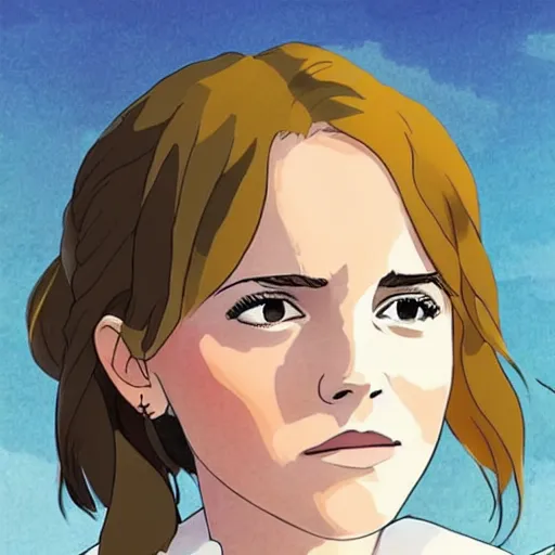 Prompt: emma watson in the style of studio ghibli