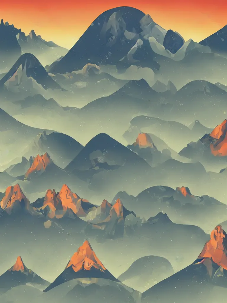 Prompt: surreal mountains with little house on top. vector by disney concept artists, blunt borders, rule of thirds