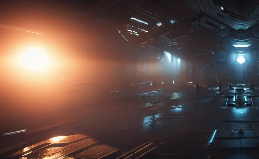 Image similar to Area 18 from star citizen. daylight. sunlight. lens flare. light fixtures. 8K. detailed. photorealism. artstation. 25mm f/1.7 ASPH Lens. ultra realistic