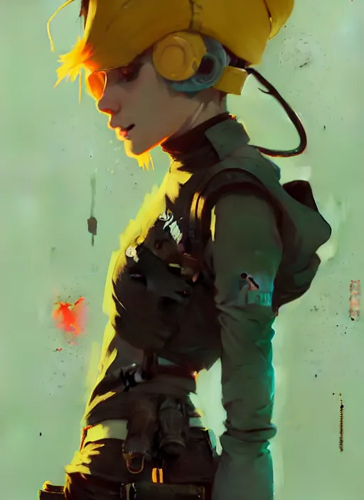 Prompt: highly detailed portrait of a moody sewerpunk young adult lady by atey ghailan, by greg rutkowski, by greg, tocchini, by james gilleard, by joe fenton, by kaethe butcher, gradient yellow, black, brown and cyan color scheme, grunge aesthetic!!! ( ( graffiti tag city background ) )