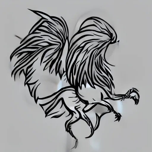 Prompt: mythical creature, griffin-like style, 2d solid shape logo