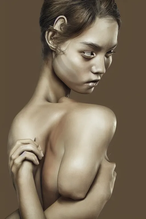 Prompt: portrait of a beautiful woman with reaction diffusion skin. high detail, by jarold Sng