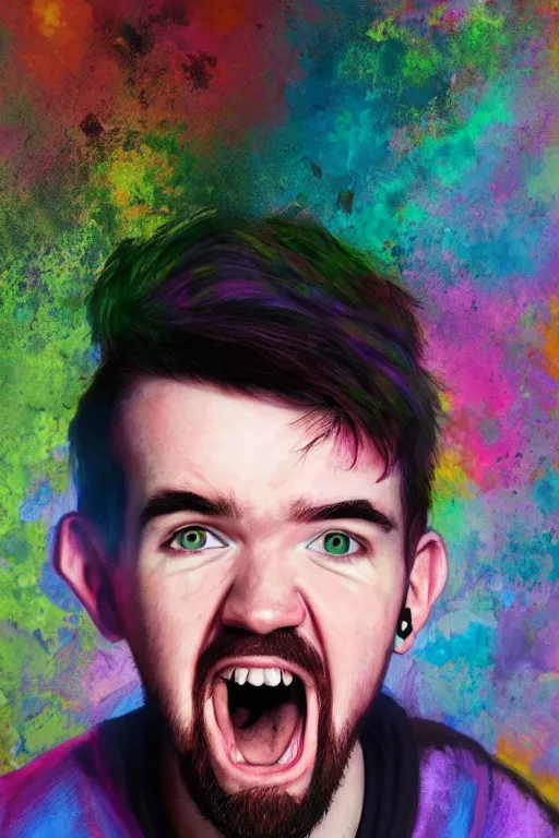 Image similar to Sean McLoughlin, Jacksepticeye, Irish Youtuber, solo portrait, yelling super loud, extreme yelling 🎨🖌️