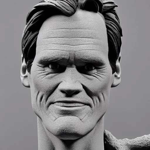 Image similar to jim carrey made out of clay, detailed sculpture, artistic photograph