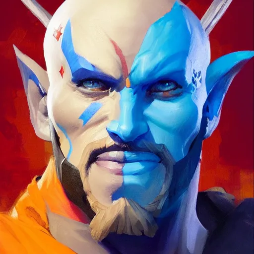 Image similar to greg manchess portrait painting of yondu udonta as overwatch character, medium shot, asymmetrical, profile picture, organic painting, sunny day, matte painting, bold shapes, hard edges, street art, trending on artstation, by huang guangjian and gil elvgren and sachin teng