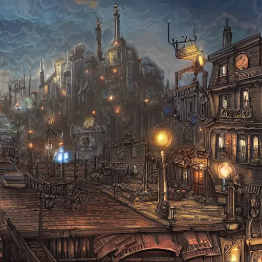 Image similar to Steampunk City, Landscape, Digitally painting