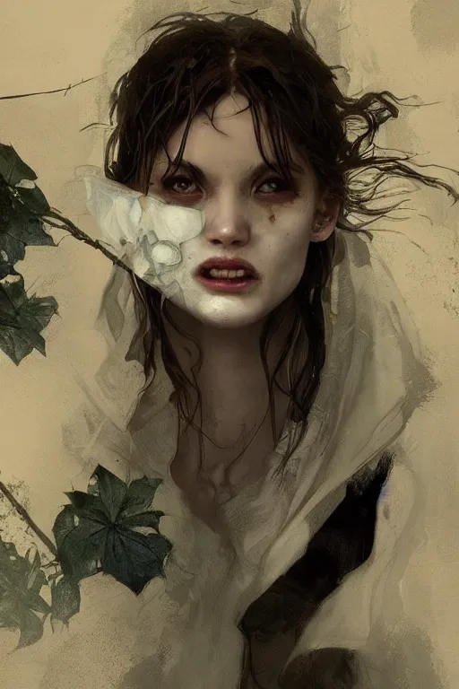 Image similar to beautiful cottage town, the face of a ghost from the movie Scream, complex, elegant, highly detailed, digital painting, artstation, concept art, smooth, clear focus, illustration, works by artgerm, Greg Rutkowski and Alphonse Mucha