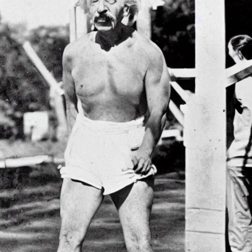 Image similar to Jesus, Einstein, Ghandi, working out at the gym