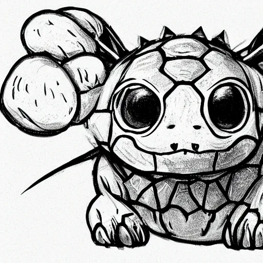 Prompt: skeleton bulbasaur, pokemon concept art, detailed, smooth, thick outline