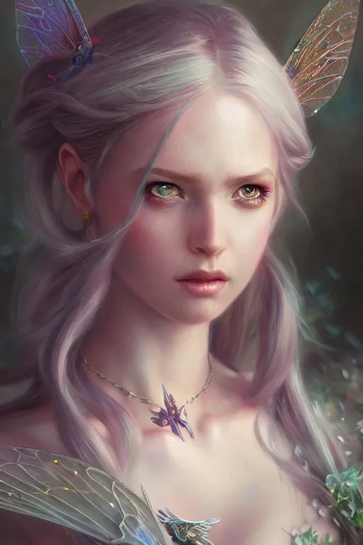 Image similar to fairy princess, highly detailed, d & d, fantasy, highly detailed, digital painting, trending on artstation, concept art, sharp focus, illustration, art by artgerm and greg rutkowski and magali villeneuve