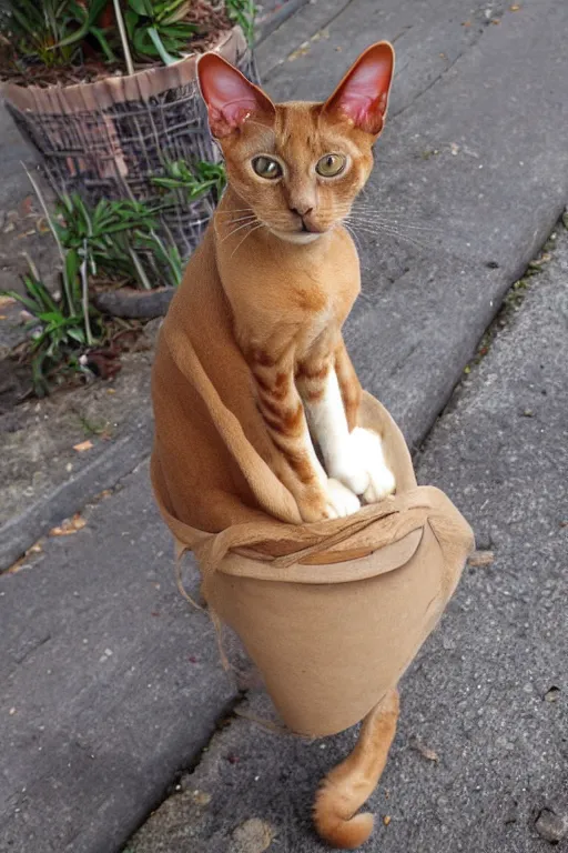 Image similar to a beautiful havanna brown oriental cat in a cane basket