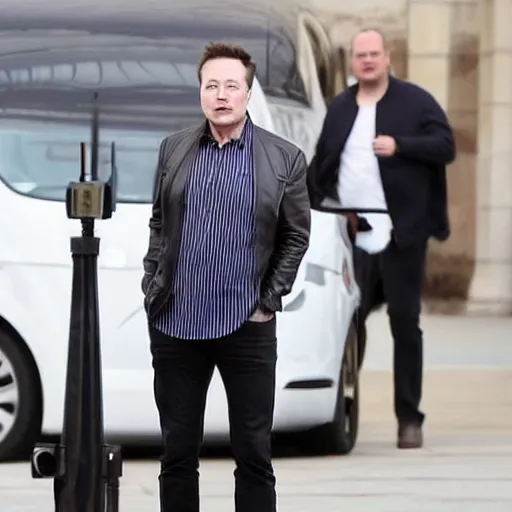 Image similar to elon musk dressed in a alexander mcqueen outfit