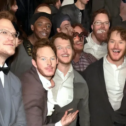 Prompt: A room full of people who look like Chris Pratt