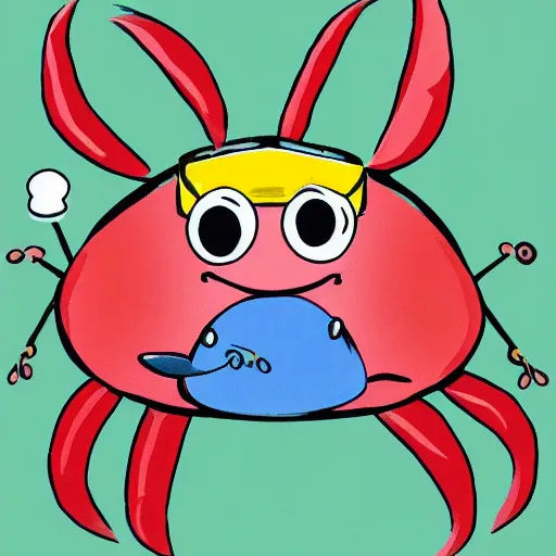 Image similar to cartoon happy crab with a violin