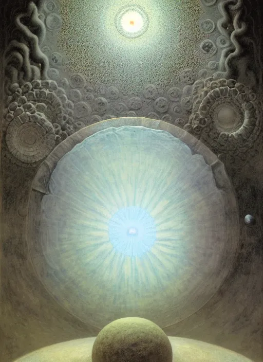 Image similar to antediluvian occult cosmology, panspermia, by daniel arsham and robert hooke and ernst haeckel and agostino arrivabene and joaquin sorolla and martin johnson heade, rule of thirds, vivid colours, negative space, atmospheric, digital painting, artstation, concept art, smooth, sharp focus