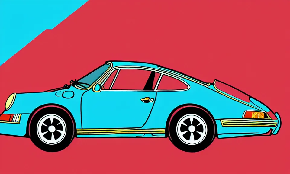 Image similar to pop art illustration of a porsche 9 1 1, adobe illustrator