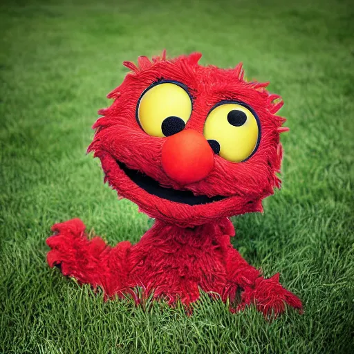 Image similar to realistic elmo in real life, photographed by trevor henderson