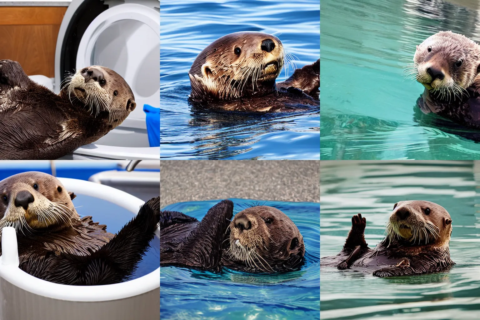 Prompt: photo of a sea otter doing laundry