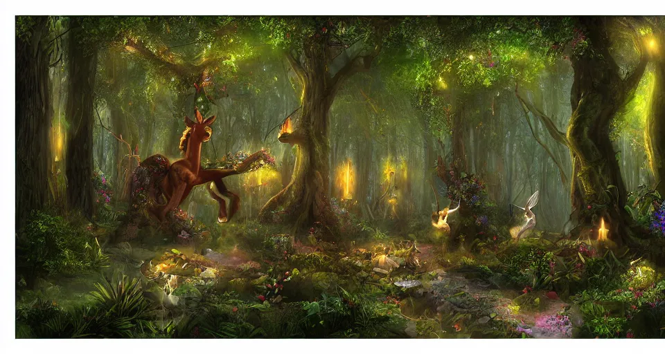 Prompt: Enchanted and magic forest, by studio 4c