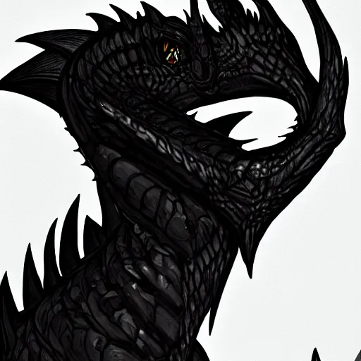 Image similar to A black evil dragon, digital art